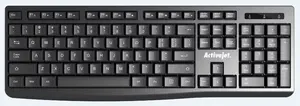 Проводная USB-клавиатура ActiveJet K-3803S — полноразмерная 104 клавиши QWERTY, мембранная, изогнутая, кабель 1,8 м, чёрная