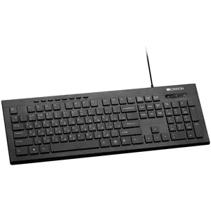 Multimedia wired keyboard, 104 keys, slim and brushed finish design, white backlight, chocolate key caps, RU layout (black)