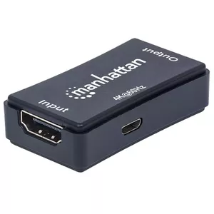 AV повторитель Manhattan HDMI Repeater 4K@60Hz, 1x HDMI вход/выход, 600 МГц, до 40 м, микро‑USB питание, чёрный
