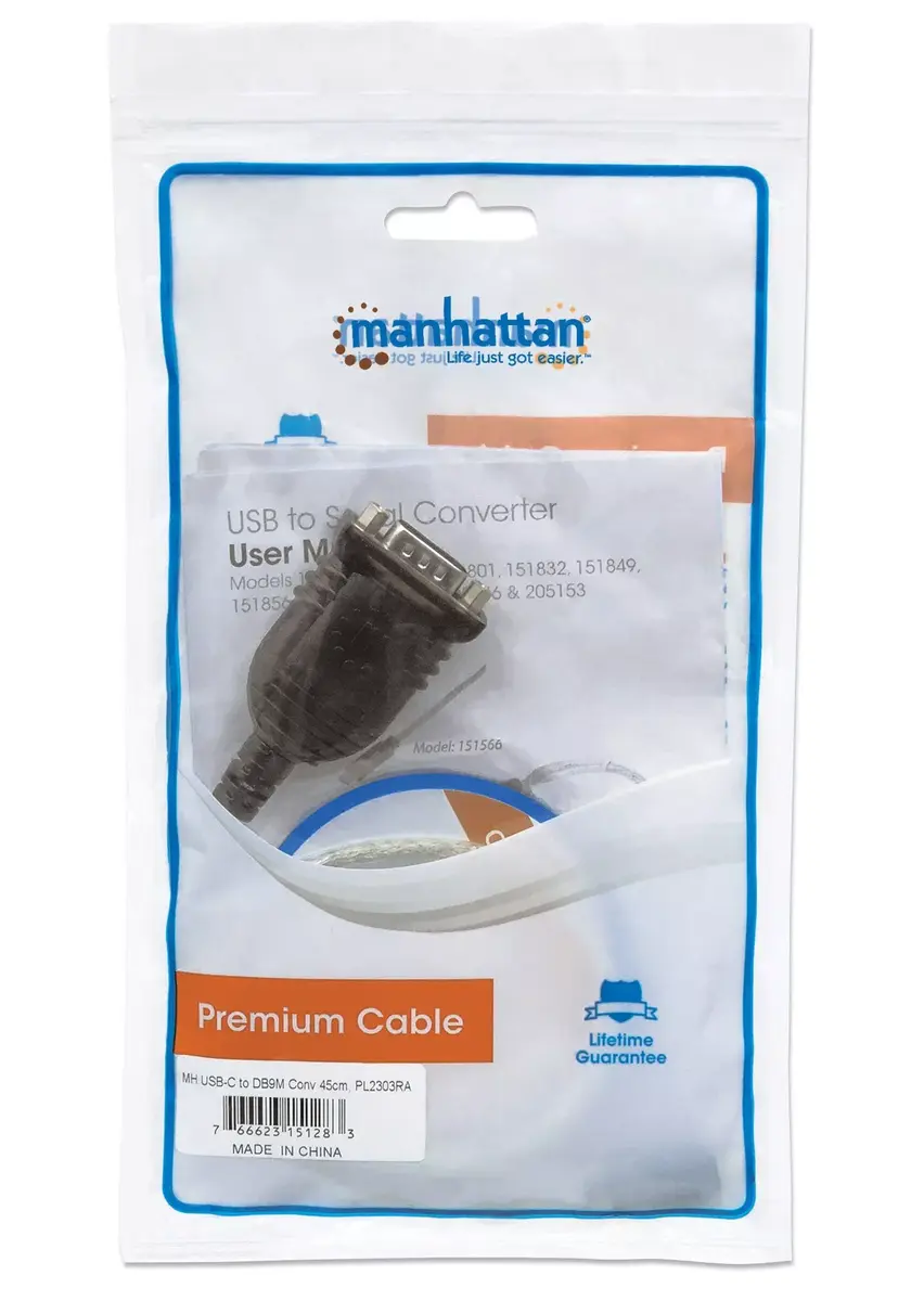 MANHATTAN USB-C → Serial (RS232/DB9) кабель PL-2303RA Photo 5