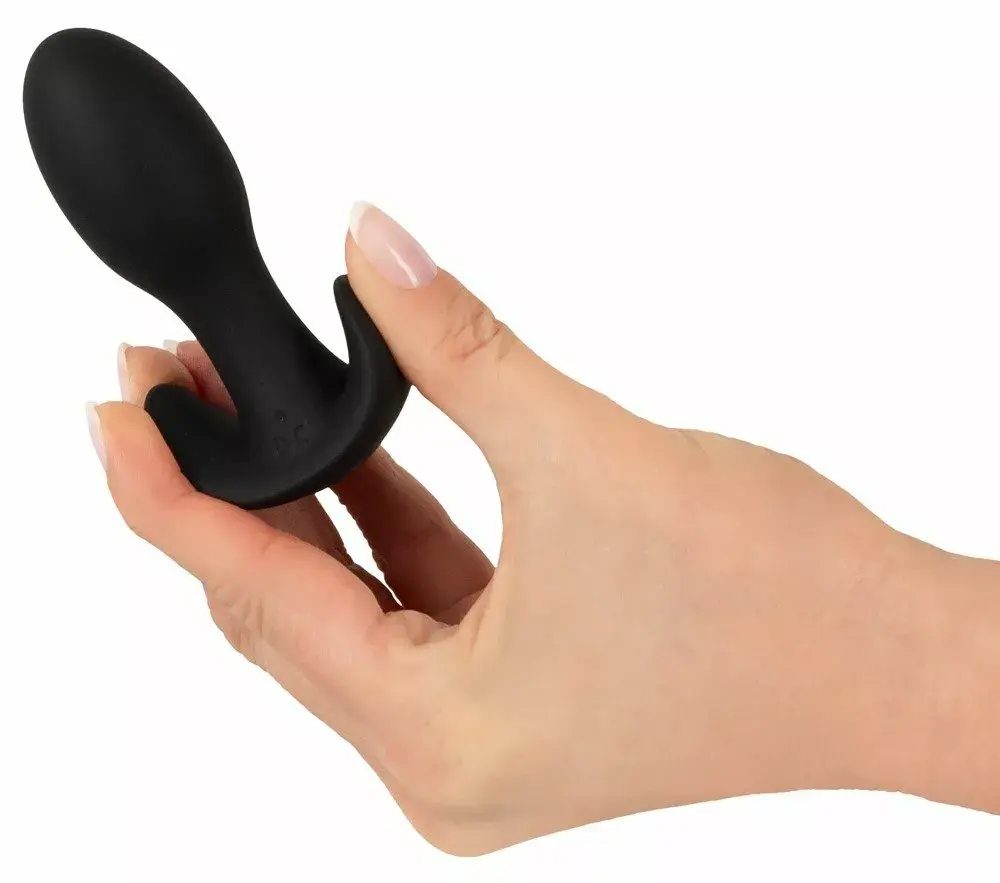 Анальная пробка ANOS Silicone Black — вибр. 8,9 см Photo 8