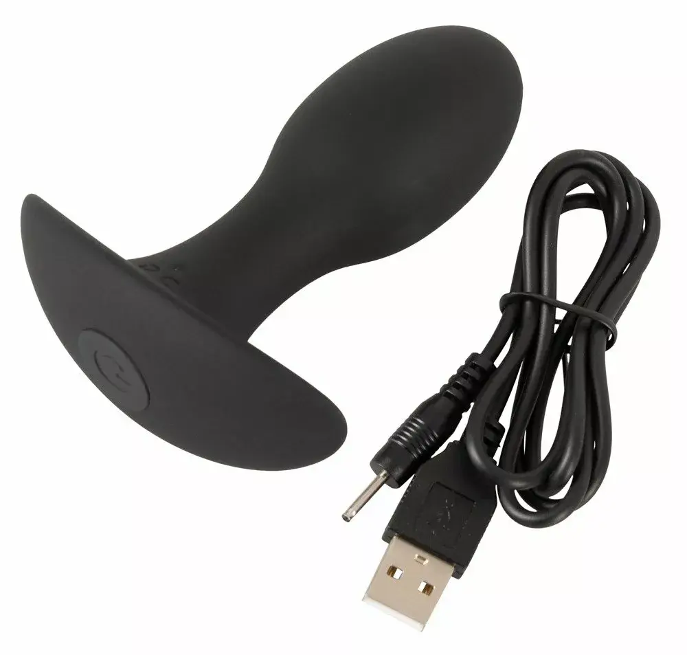 Анальная пробка ANOS Silicone Black — вибр. 8,9 см Photo 9