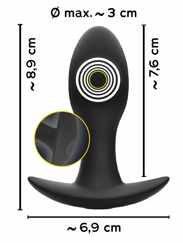 Анальная пробка ANOS Silicone Black — вибр. 8,9 см Photo 12