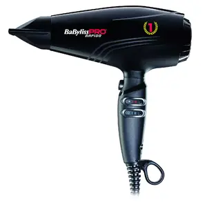 Fēns BaByliss PRO RAPIDO DRYER — 2200 W, keramisks pārklājums, 6 siltuma/6 ātruma līmeņi, jonizācija, aukstais režīms, 22500 RPM, melns