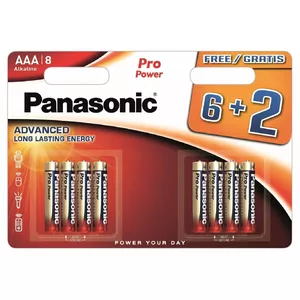 Щелочные батарейки AAA Panasonic Pro Power LR03PPG/8B упаковка 8 (6+2) — LR03