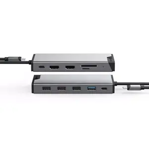 Docking station ALOGIC DV3 Universal Triple Display Docking Station — USB-C, 2× HDMI, VGA, Ethernet, PD 100W, SD/MicroSD card reader, silver