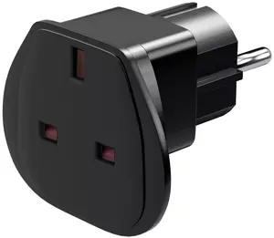 Ceļojumu adapteris TECHLY UK uz EU, modelis 942716 — Type G (UK) uz Type F (EU), 3250 W, melns