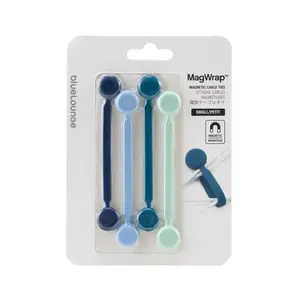 Съёмный стяжной хомут BlueLounge MagWrap, синий, 120.6 мм, 4 шт., 2 фиксирующие головки