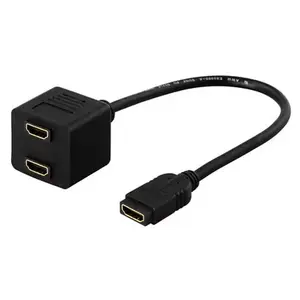 Кабель HDMI Deltaco 0.1м HDMI Type A Female на 2 x HDMI Type A Female Черный