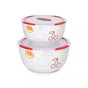 OURSSON BS4781RC/DC dining bowl Bowl set 3 L Round Ceramic Cherry, White 2 pc(s)