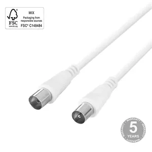 Antenas kabelis DELTACO 75 Ω, ferīta serdeņi, apzeltīti savienotāji, 5 m, balts / AN-105-K / 0015000