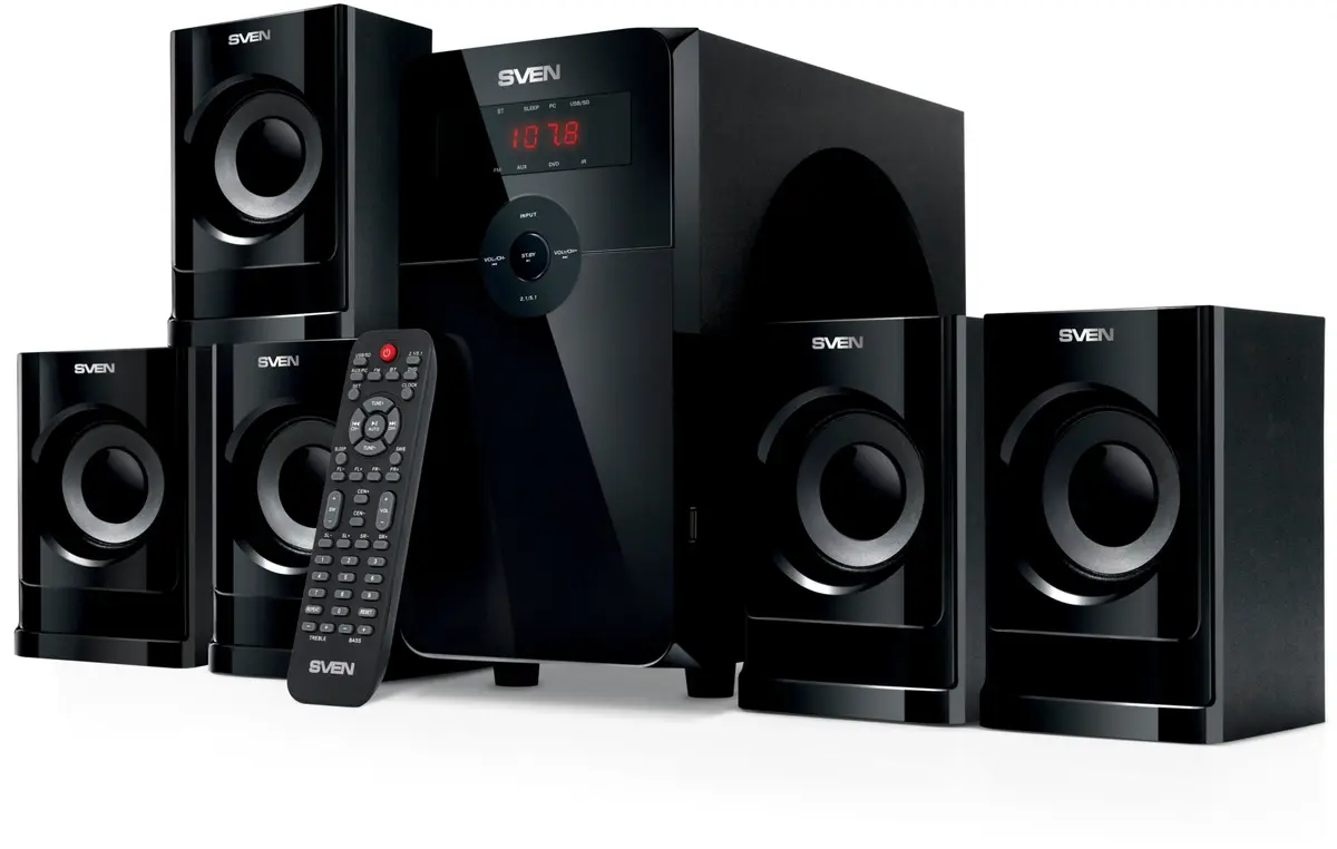 Skaļruņi SVEN HT-201 melni — 80W