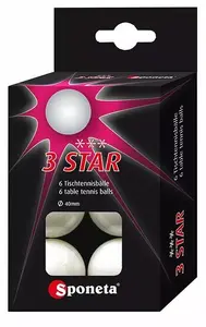 Galda tenisa bumbiņas Sponeta 3-Star, 6 gab.