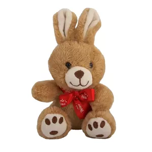 Plush teddy bear mascot Beppe 12 cm, embroidered details, red bow