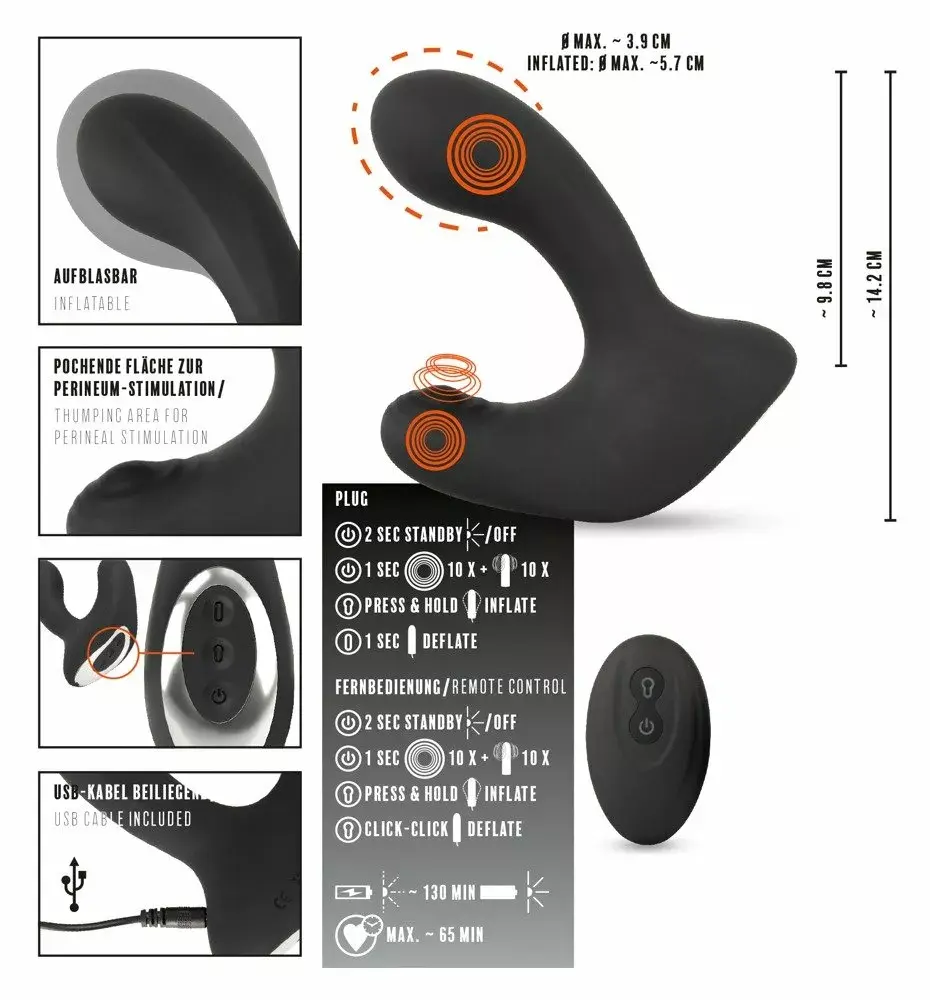Анальная вибровтулка Rebel Silicone Black — надуваемая пробка Photo 10