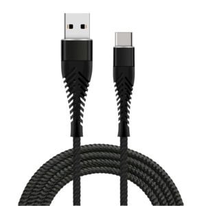 Fusion Fishbone USB-A un USB-C kabelis 30W / 3A / 1,5m melns
