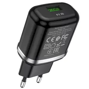 Power adapter HOCO N3 travel charger 18W 3A Quick Charge 3.0 black, 0.065 kg