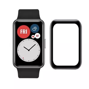 Screen protector glass Fusion Accessories for Huawei Watch Fit — Fusion Nano 9H full coverage (black)