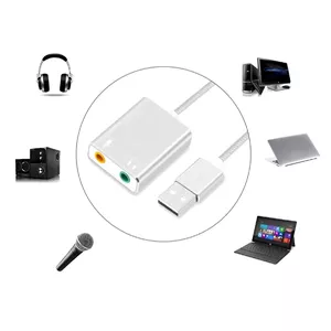 Fusion skaņas karte USB / 7.1 / 5 cm kabelis / mikrofons pelēka