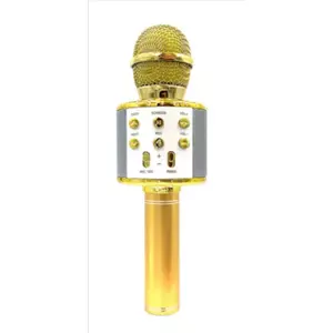 Goodbuy karaoke microphone with built in speaker bluetooth / 3W / aux / voice modulator / USB / Micro SD gold