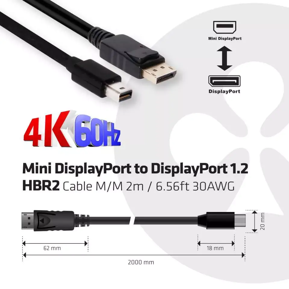 Кабель Mini DisplayPort на DisplayPort CLUB3D CAC-2163 Photo 3