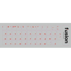 Fusion Laminated Keyboard Stickers RU Red / transparent