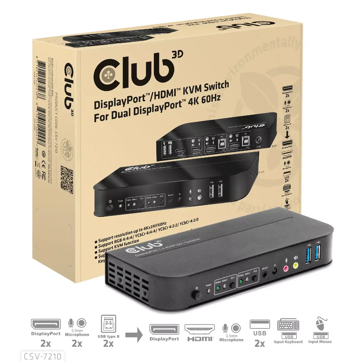 KVM переключатель CLUB3D DisplayPort HDMI CSV-7210 Photo 6