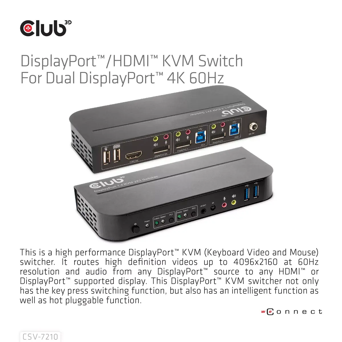 KVM переключатель CLUB3D DisplayPort HDMI CSV-7210 Photo 8