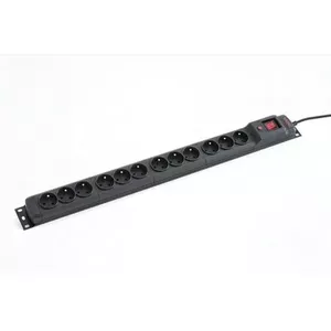 Barošanas sadales sloksne ARMAC M12 10A 12×230V vertikālam montāžai melna
