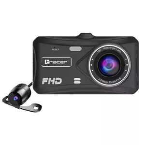 Dashcam TRACER 4TS Full HD dual-channel dash camera, 2 MP main, 0.4 MP interior, 140°/60° angles, 4" IPS display, 150 mAh battery, aluminium body, parking assist