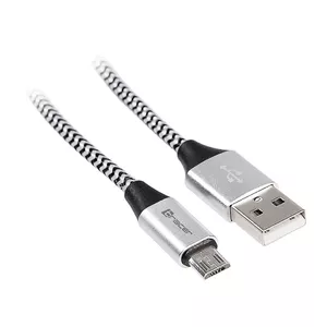 USB кабель Tracer TRAKBK46928 1м USB A Micro-USB B Черный Серебристый