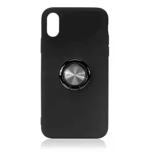 Силиконовый чехол с кольцом и магнитом для Apple iPhone 12 Mini от fusion accessories — черный