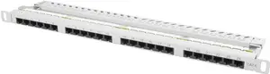 Patch panel LANBERG PPU6-0024-S, 24‑port Cat6, metal, 0.5U, 440×22.3×99 mm