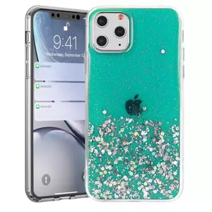 Fusion Glue Glitter silikona vāciņš Apple iPhone 13 Pro Max viedtālrunim, zaļš