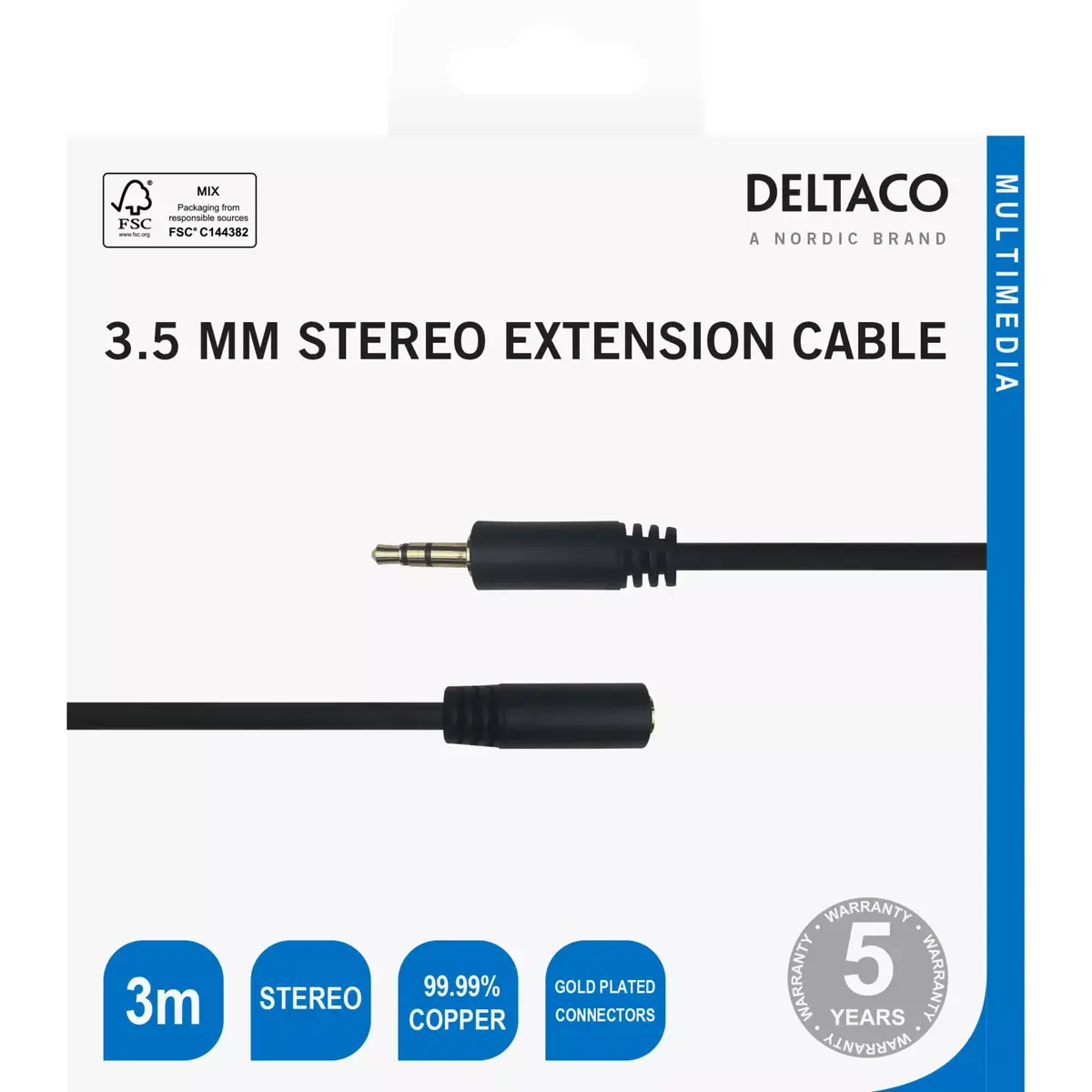 DELTACO MM-161-K audio kabelis 3,5 mm, 3 m Photo 5