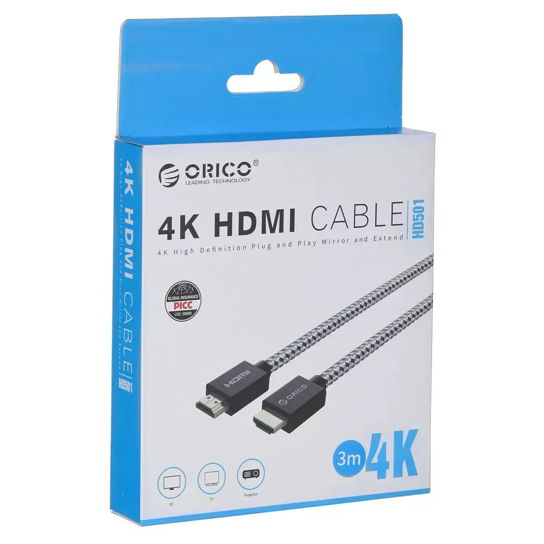 ORICO HDMI 2.0 kabelis HD501-30-BK-BP 3 m Photo 4