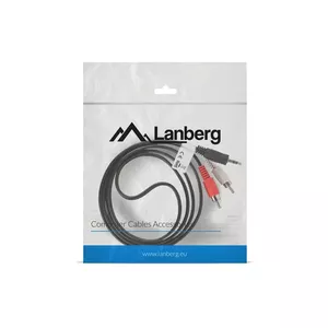 Audio cable LANBERG 3.5mm to 2×RCA male 1.5 m Black