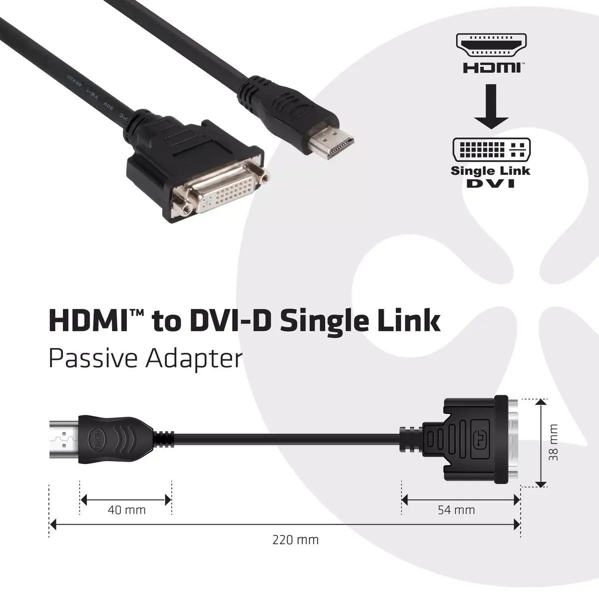CLUB3D HDMI uz DVI vienkāršs adapteris Photo 2