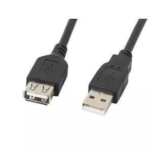 USB A uz USB A kabelis LANBERG CA-USBE-10CC-0007-BK, USB 2.0, 0.7 m, melns