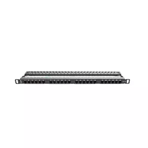 Patch panel LANBERG PPU5-0024-B 24‑port Cat5 RJ‑45 0.5U metal, 440×99×22.2 mm, black