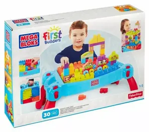 Play Table with Building Blocks MATTEL Fisher-Price Mega Bloks First Builders, blue