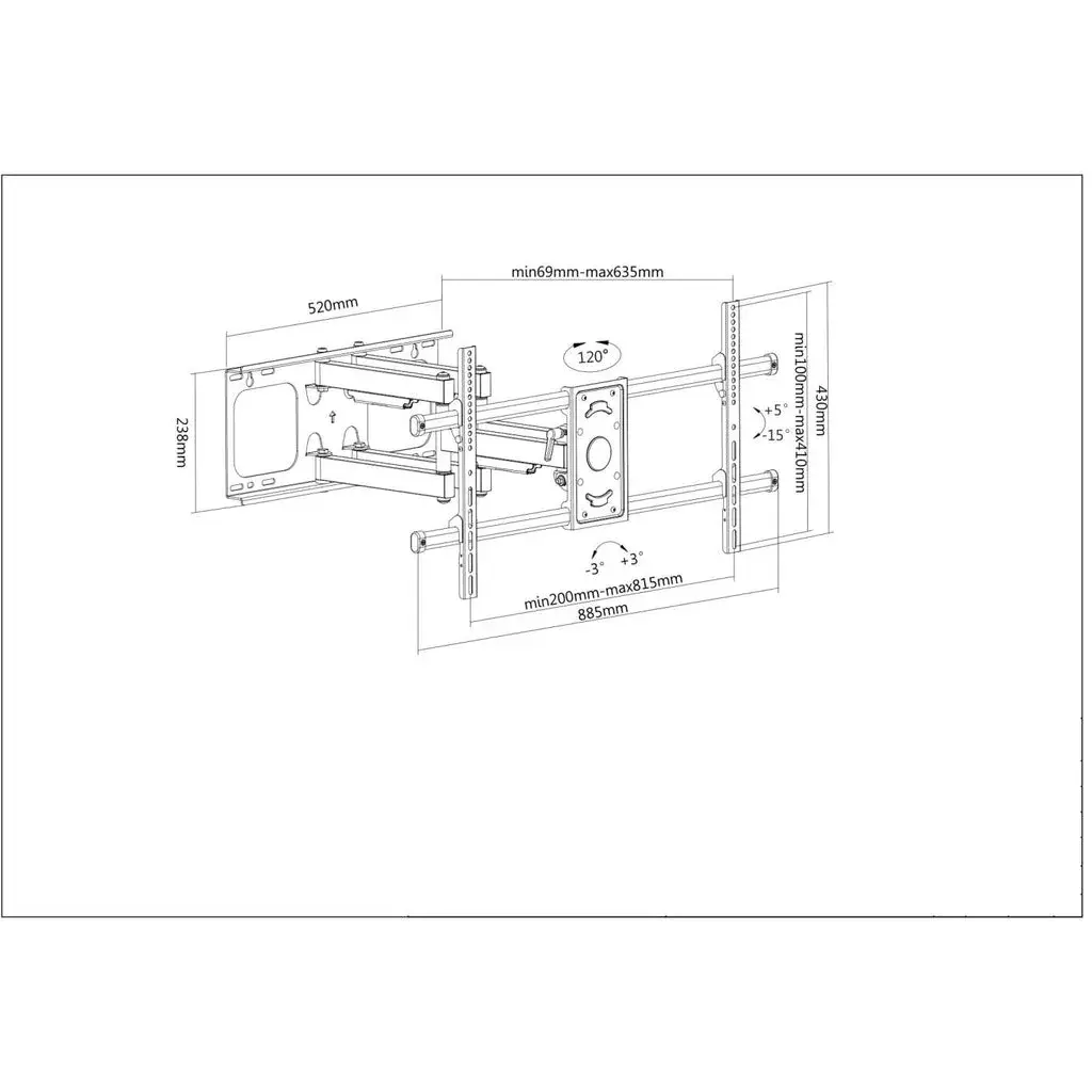 MANHATTAN 461290 Full Motion sienas stiprinājums 37–75" Photo 5