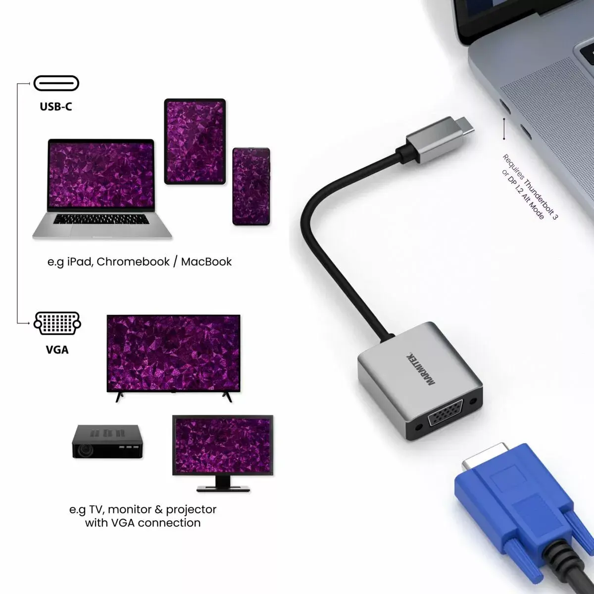 Адаптер USB-C на VGA Marmitek 8370 Photo 3