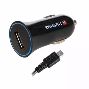 Car charger SWISSTEN SW-CCH-1A-BK-C 12/24V 1A with 1.5m Micro USB cable