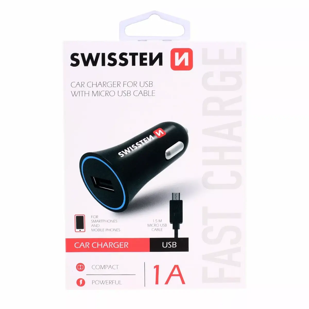 Car charger SWISSTEN SW-CCH-1A-BK-C 1A Photo 2