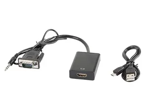 LANBERG video adapter HDMI Type A (female) to VGA (D-Sub) 0.2 m, black