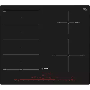 Индукционная варочная панель Bosch Serie 8 PXE601DC1E, встраиваемая 4-зонная, стеклокерамика, гибкая комбинирующая зона, сенсорное управление, чёрная