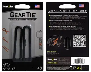 Nite Ize Gear Tie kabelis gumijas melns 152.4 mm 2 gab