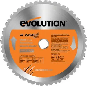 Дисковая твердосплавная пила Evolution RAGE 255 x 25,4 мм Z28 — универсальная