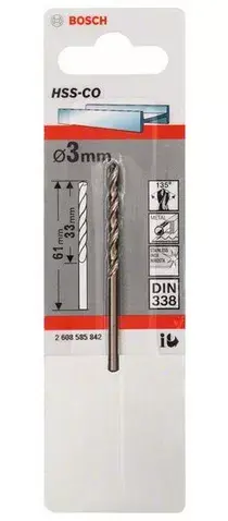 Bosch HSS‑Co DIN 338 сверло по металлу 3 мм Photo 2